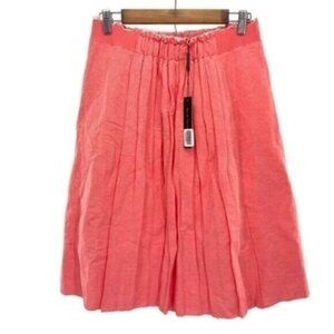 Elie Tahari Womens Luna Coral Linen Pleated Skirt